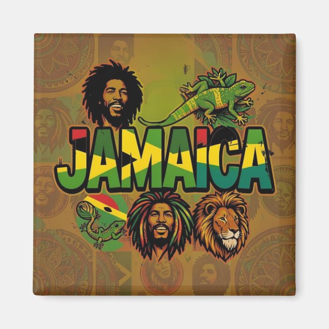 Jamaica proud magnet with jamaican colors (Framsidan)