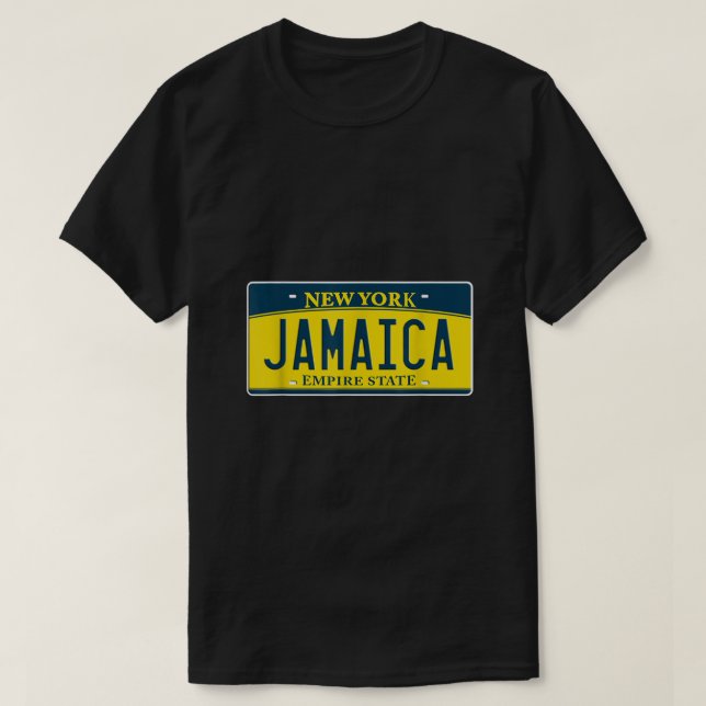 Jamaica Queens NY New York grannskapslicens Pl T Shirt (Design framsida)