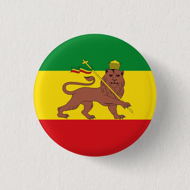 Jamaica Rasta Flag - hAILE sELASSIE I - Rasta Love Knapp (Framsida)
