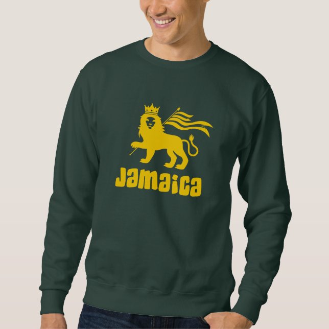 Jamaica Rasta Lejon Lång Ärmad Tröja (Framsida)