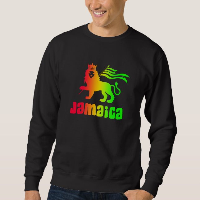 Jamaica Rasta Lejon  Lång Ärmad Tröja (Framsida)