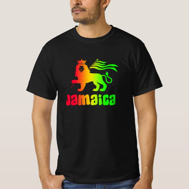 Jamaica Rasta Lion  T-Shirt (Framsida)