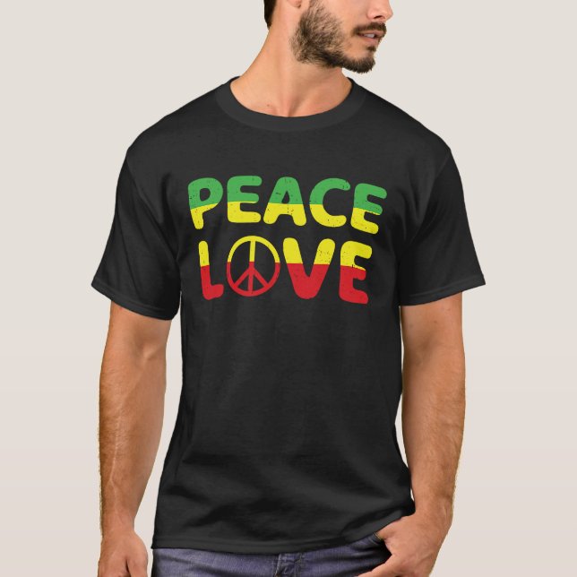 Jamaica Reggae Music Rasta Pride Peace Kärlek 2 T Shirt (Framsida)