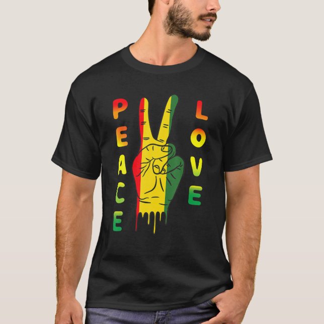Jamaica Reggae Music Rasta Pride Peace Lov T Shirt (Framsida)