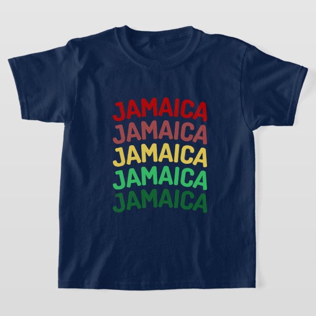 Jamaica Resa semestergrupp som matchar typografi T Shirt (Laydown)