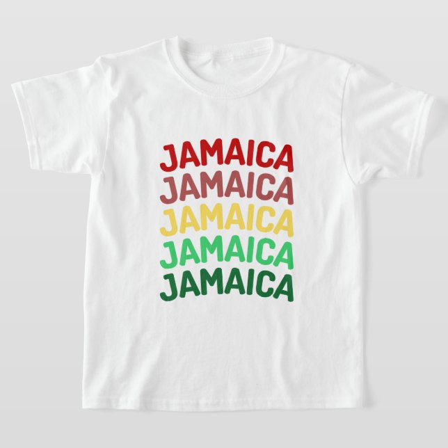 Jamaica Resa semestergrupp som matchar typografi T Shirt (Laydown)