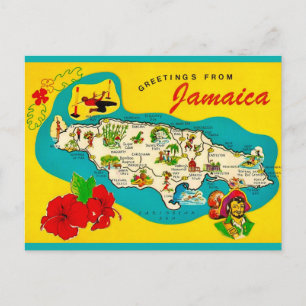 Jamaica Retro Kart Postkort Vykort