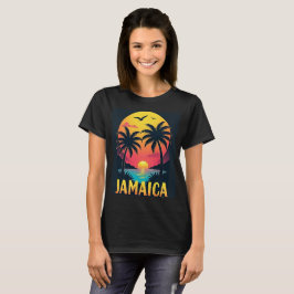Jamaica Retro Sunset - Vintage Tropical Handflatan T Shirt