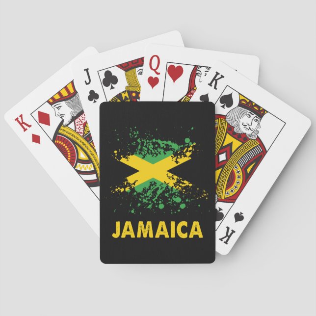 Jamaica Retro Watercolor Jamaican Flagga Casinokort (Baksidan)