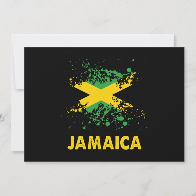 Jamaica Retro Watercolor Jamaican Flagga Inbjudningar (Framsida)