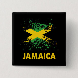 Jamaica Retro Watercolor Jamaican Flagga Knapp