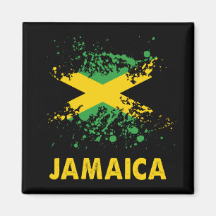 Jamaica Retro Watercolor Jamaican Flagga Magnet