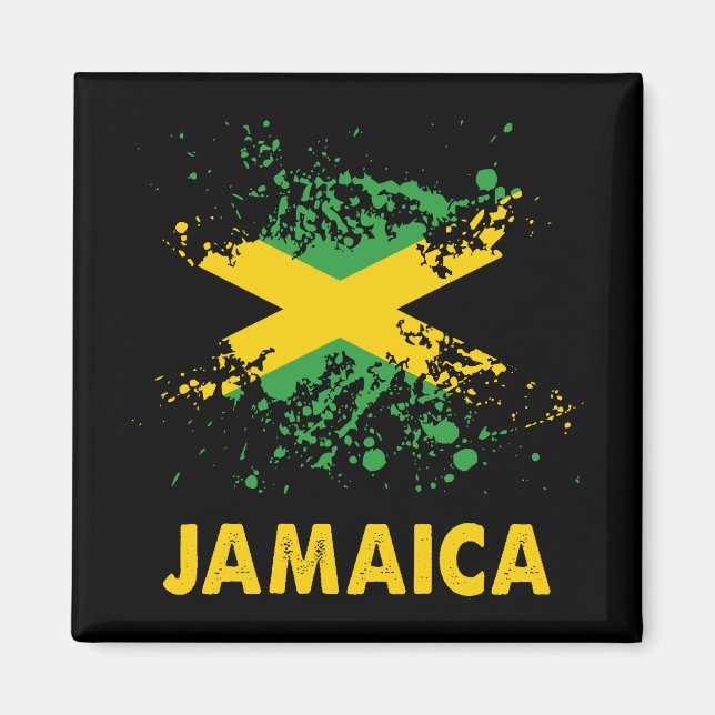 Jamaica Retro Watercolor Jamaican Flagga Magnet (Framsidan)