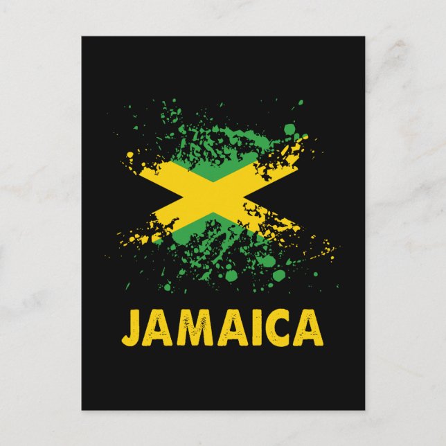 Jamaica Retro Watercolor Jamaican Flagga Vykort (Framsida)