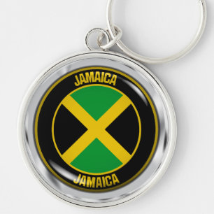 Jamaica Round Emblem Rund Silverfärgad Nyckelring