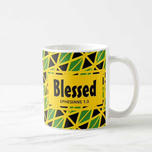 JAMAICA Scripture Patriotic Gult Jamaican Flagga Kaffemugg (Höger)