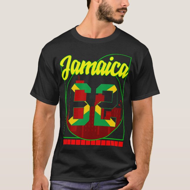 Jamaica Shirt, Jamaica 62 Jamaican Flagga Design T Shirt (Framsida)