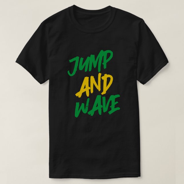 Jamaica Soca Jump and Wave Jamaican Flagga Färg T Shirt (Design framsida)