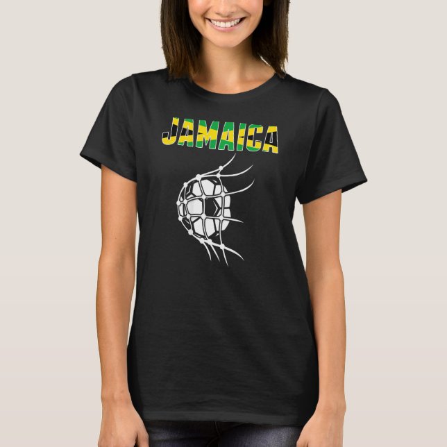 Jamaica Soccer Ball in Net Support Jamaican Footb T Shirt (Framsida)