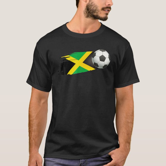 Jamaica Soccer Ball Jamaica Flagga Jersey - Jamaic T Shirt (Framsida)