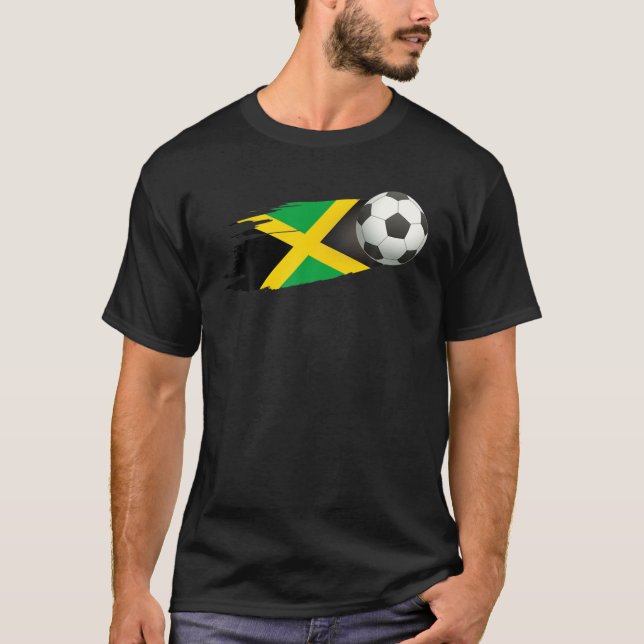 Jamaica Soccer Ball Jamaica Flagga Jersey - Jamaic T Shirt (Framsida)