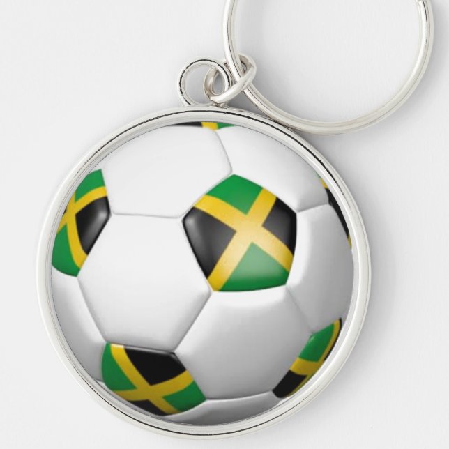 Jamaica Soccer ball Rund Silverfärgad Nyckelring (Framsidan)