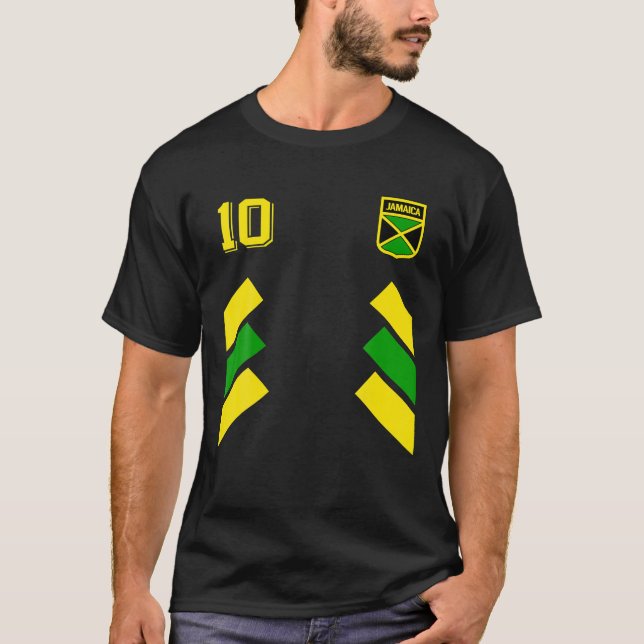 Jamaica Soccer Jamaican Football Rand 10 Jersey T Shirt (Framsida)