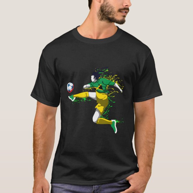 Jamaica Soccer Team Jamaican Flagga Football Älska T Shirt (Framsida)