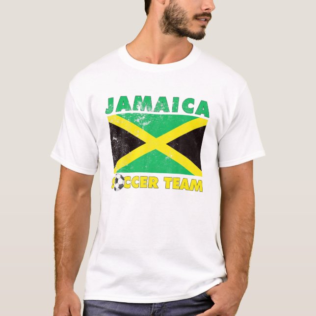 Jamaica Soccer Team Supporter Jamaica Flag T Shirt (Framsida)