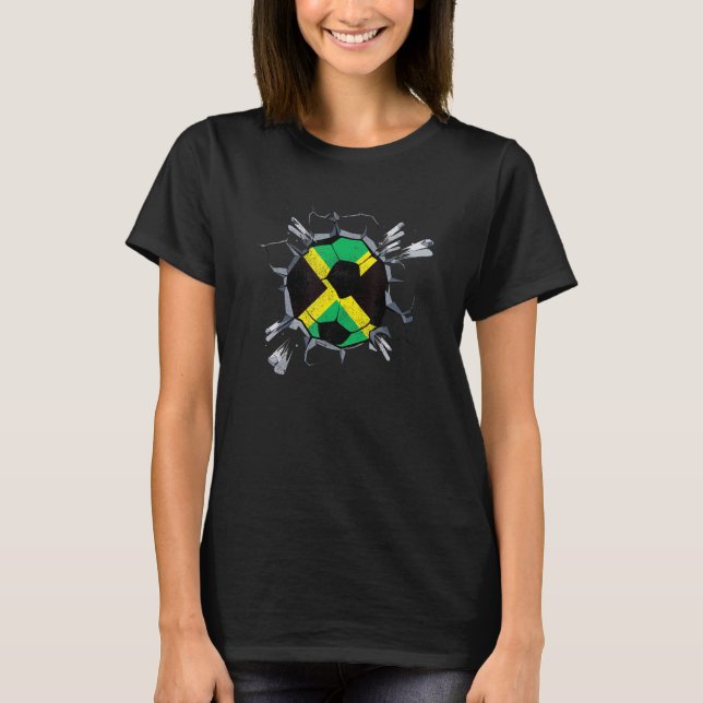 Jamaica Soccer Team Supporter Jamaica Flagga T Shirt (Framsida)