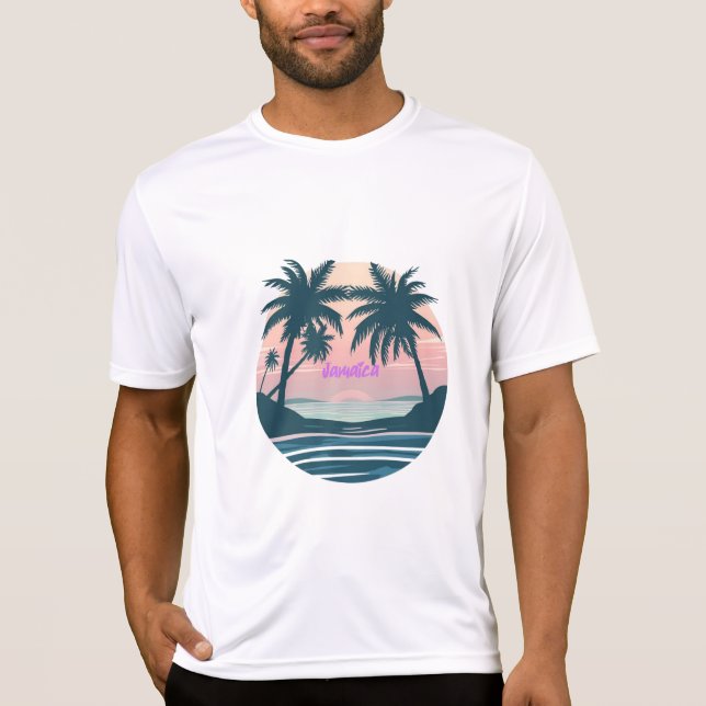 Jamaica solnedgångssäl t shirt (Framsida)