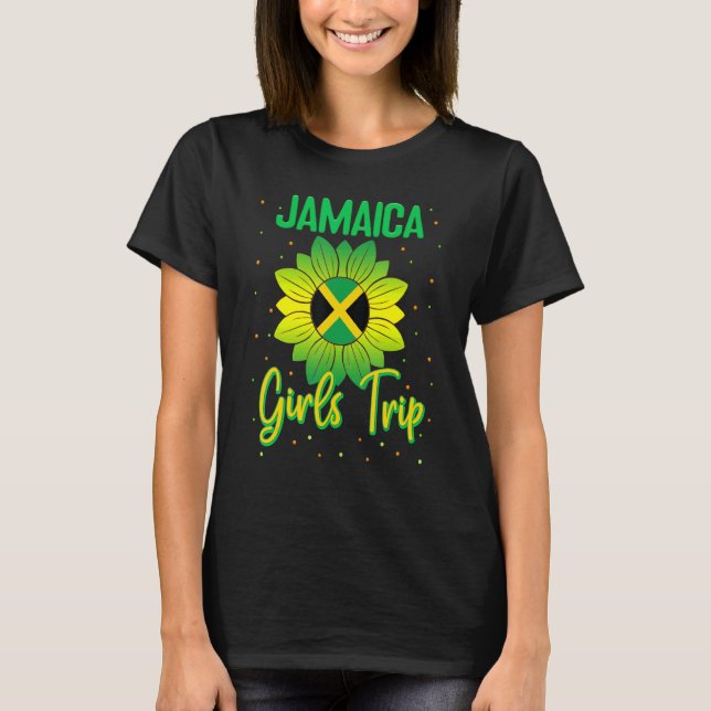 Jamaica Solros Flagga Girls Resa Vacation Group M T Shirt (Framsida)