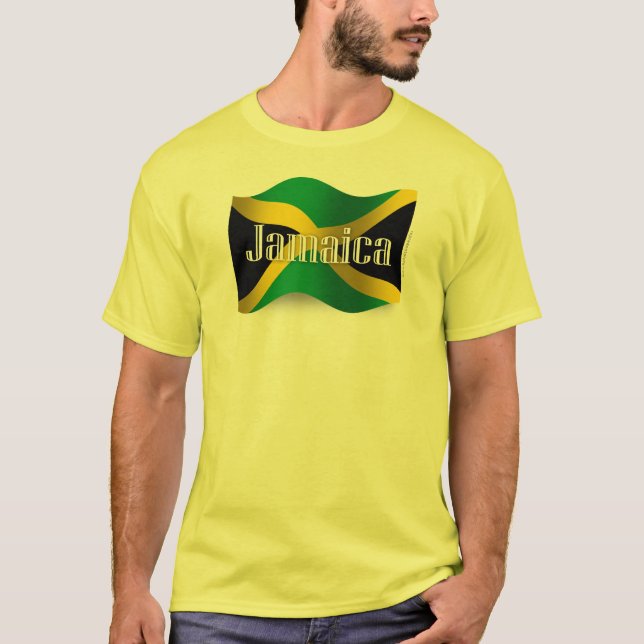 Jamaica som vinkar flagga tee shirt (Framsida)
