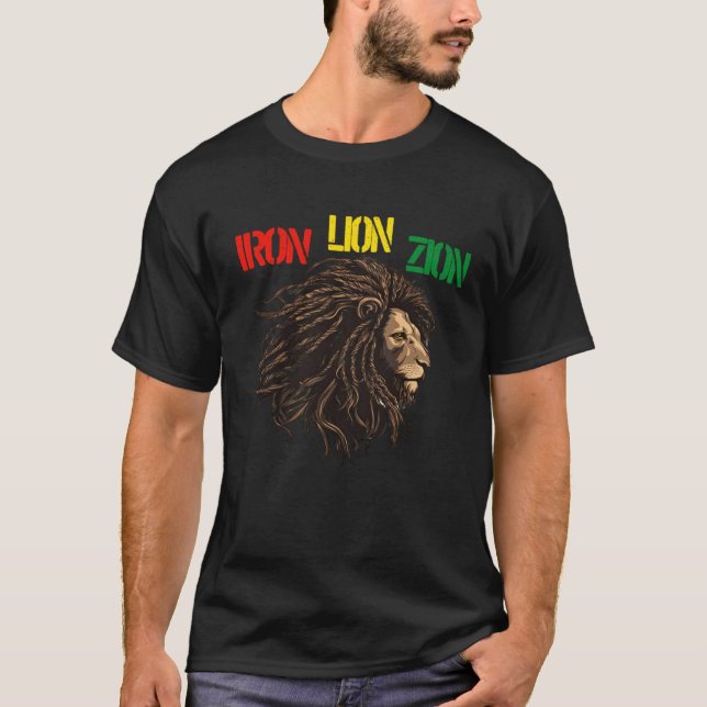 Jamaica Souvenir Rasta Clothing Lion of Judah Root T Shirt (Framsida)