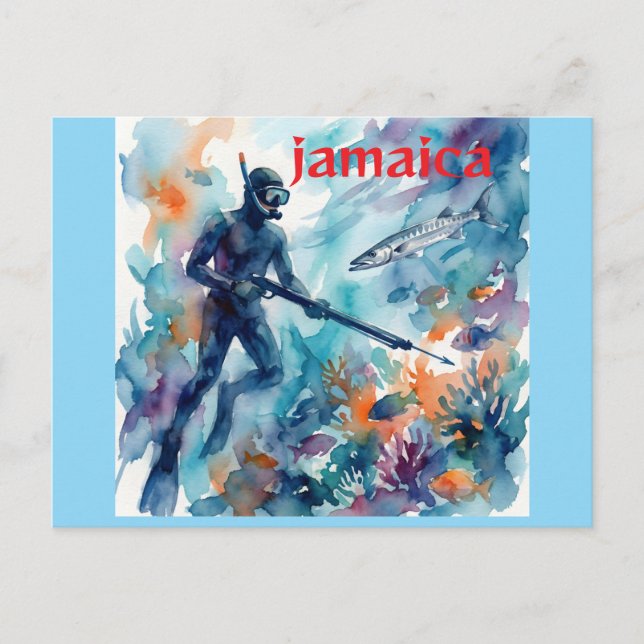 Jamaica spearfishing vykort (Framsida)