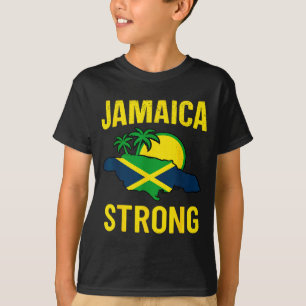 Jamaica Stark Jag älskar Jamaicansk flagga Hjärta T Shirt