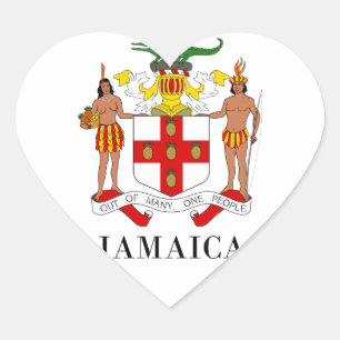 JAMAICA - symbol/vapensköld/flagga/färger/emblem Hjärtformat Klistermärke