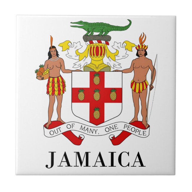 JAMAICA - symbol/vapensköld/flagga/färger/emblem Kakelplatta (Framsidan)