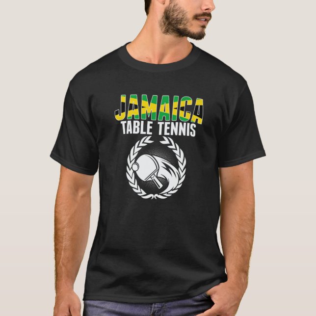 Jamaica Table Tennis   Jamaican Ping Pong Supporte T Shirt (Framsida)