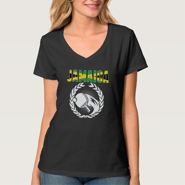 Jamaica Table Tennis   Jamaican Ping Pong Supporte T Shirt (Framsida)
