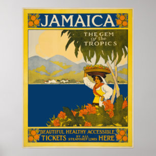 Jamaica The Gem of the Tropik Vintage resor Poster