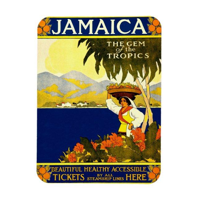 Jamaica The Gem of the Tropiks Travel Poster 1910 Magnet (Vertikal)