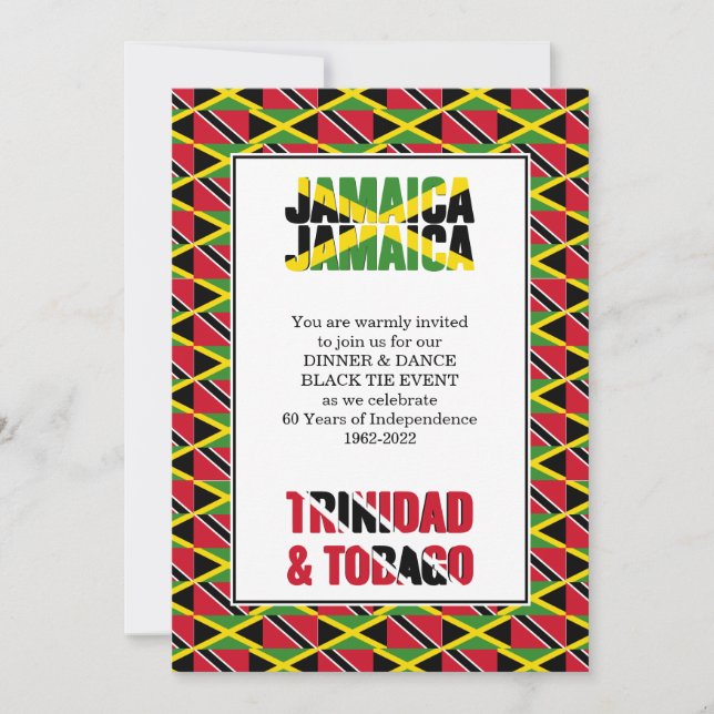 Jamaica Trinidad 60-årsjubileum Självständighet Inbjudningar (Framsida)