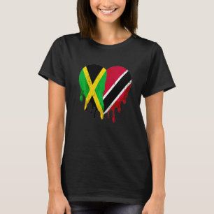 Jamaica Trinidad & Tobago Flagga Heart Grown Patri T Shirt