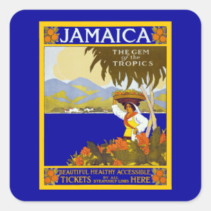 Jamaica ~ Tropikernornas Gem Fyrkantigt Klistermärke