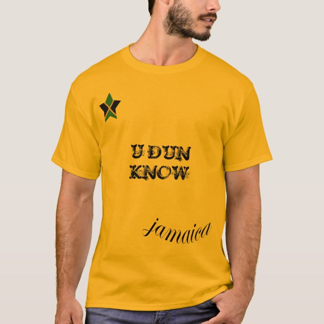 Jamaica "U-DUN VET" den guld- T-skjortan T Shirt (Framsida)