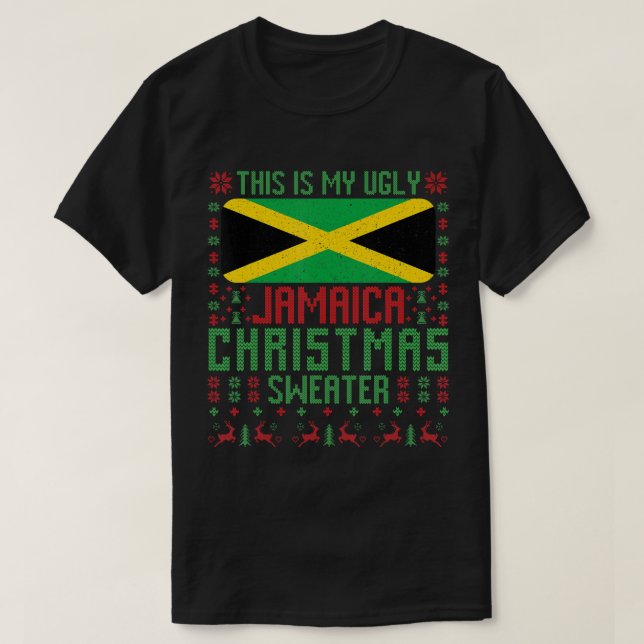 Jamaica Ugly jul Sweater Jamaica Flagga for Ja T Shirt (Design framsida)