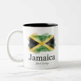 Jamaica Vattenfärg Flagga | Karibiskt Kulturarv Två-Tonad Mugg