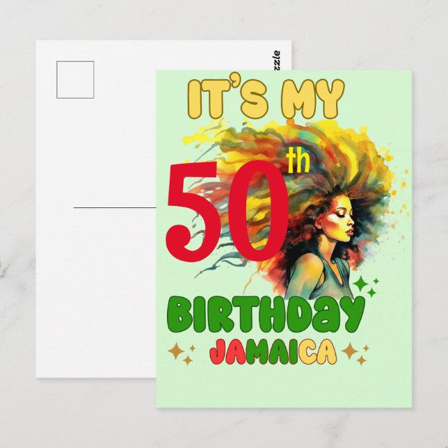 Jamaica Vibes Födelsedagsflicka Grupp Matchande Vykort (Fram/baksida)