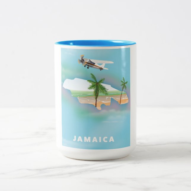 Jamaica Vintage-resemapposters Två-Tonad Mugg (Center)
